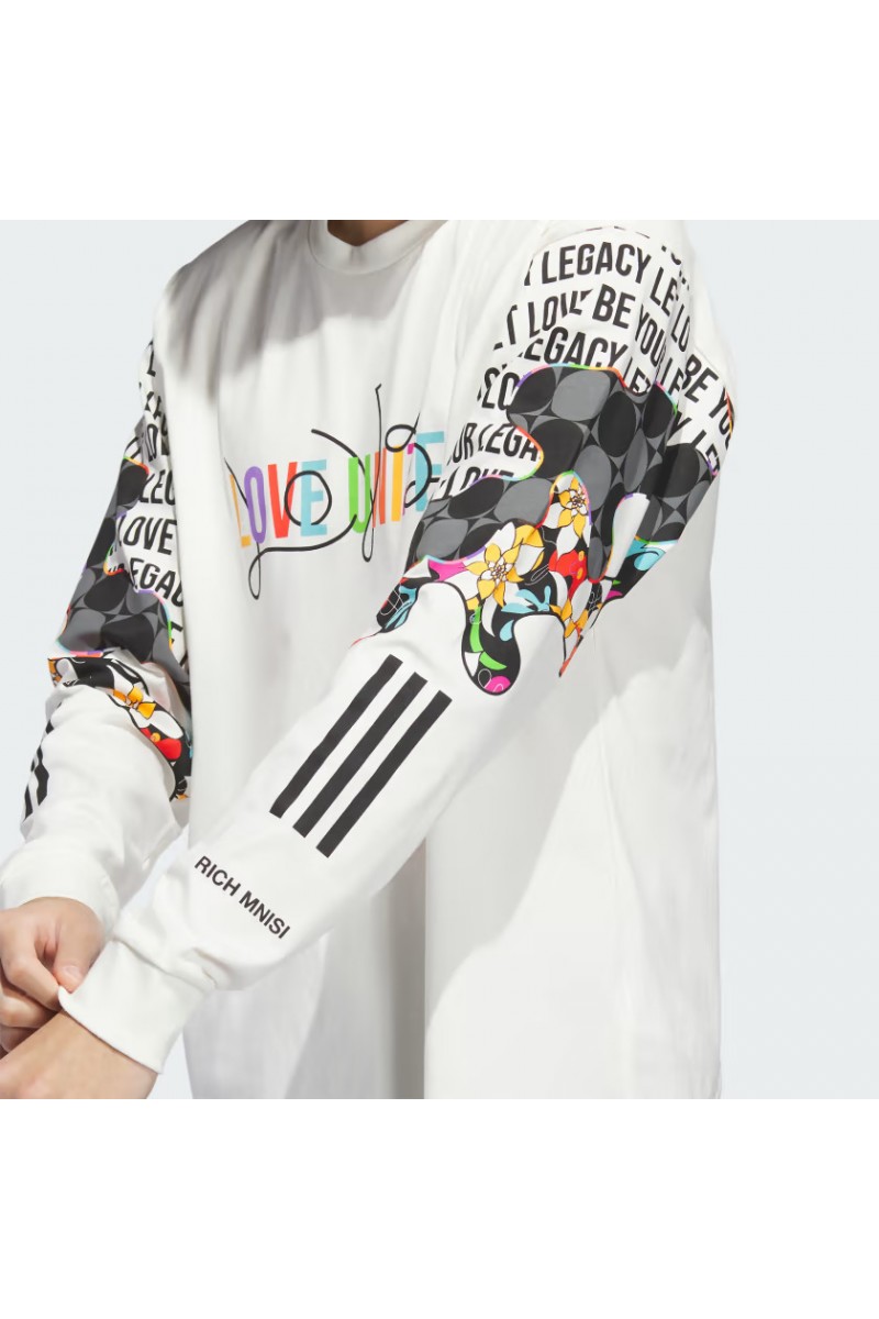 POLERA ADIDAS UNISEX PRIDE MANGA LARGA BLANCO
