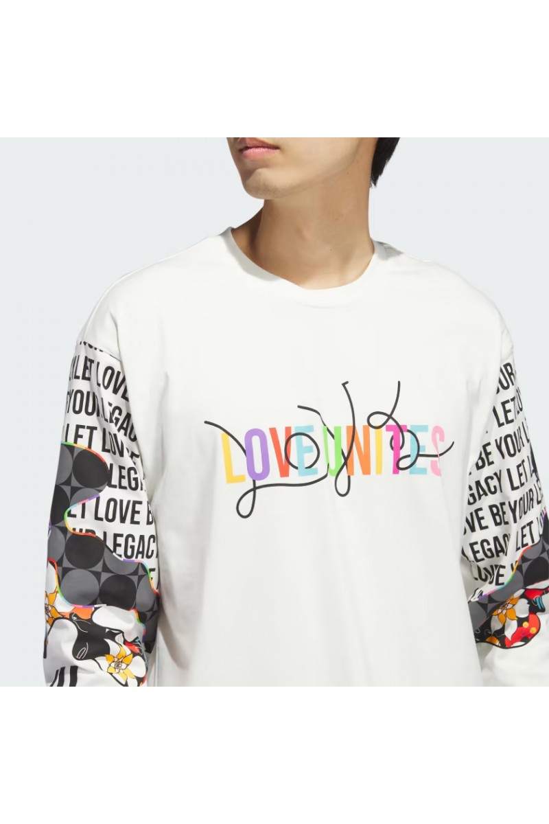 POLERA ADIDAS UNISEX PRIDE MANGA LARGA BLANCO