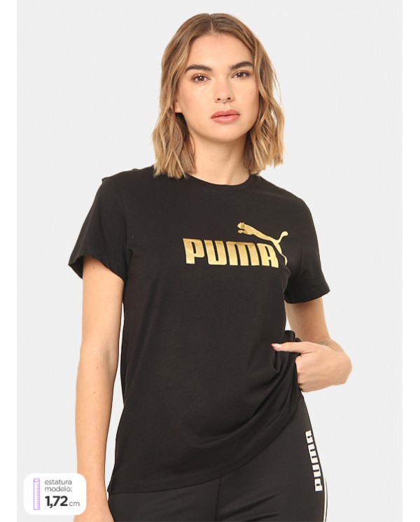 POLERA PUMA MUJER ESS METALIC NEGRO