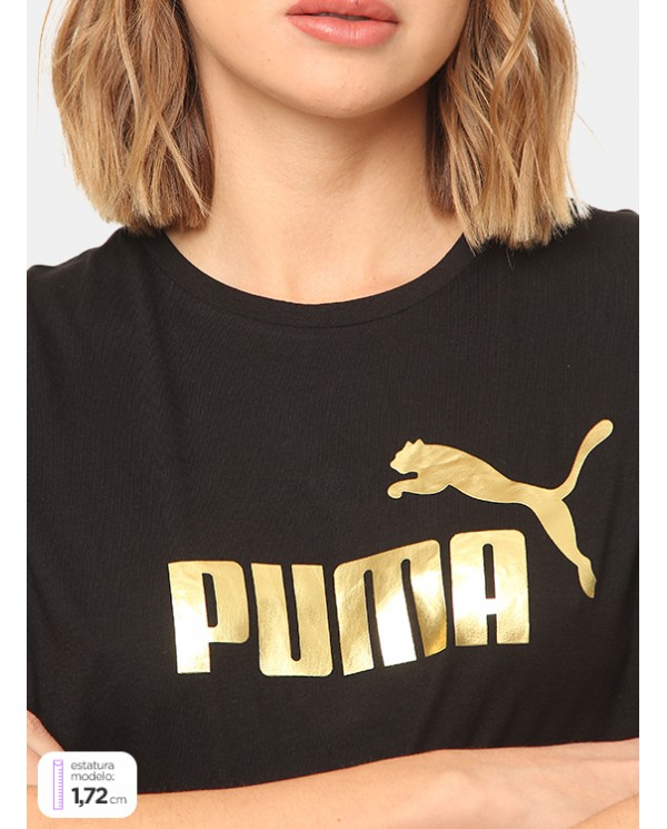 POLERA PUMA MUJER ESS METALIC NEGRO