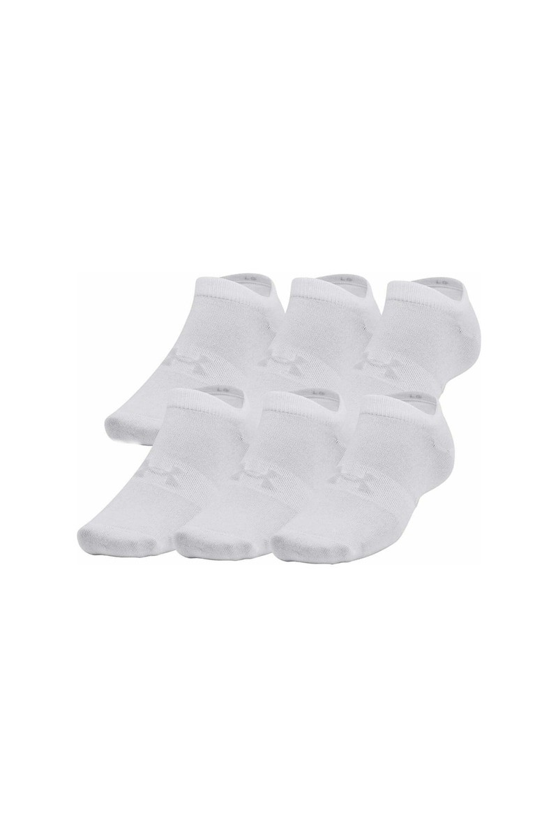 SOQUETES (6) UNDER ARMOUR UNISEX ESSENTIAL NO SHOW BLANCO