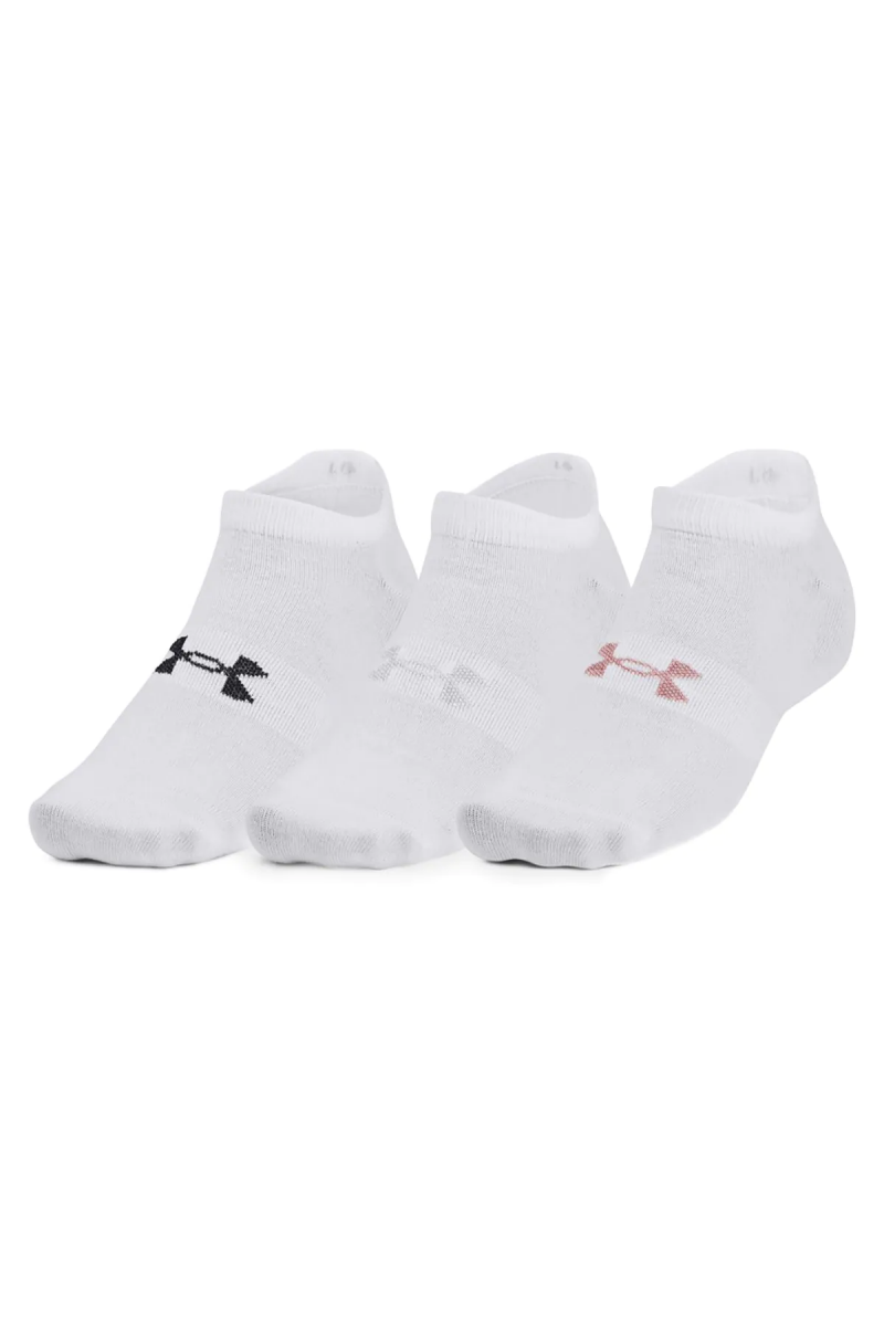 SOQUETES (3) UNDER ARMOUR UNISEX ESSENTIAL NO SHOW BLANCO