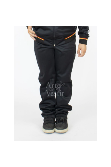 PANTALÓN BUZO ALEMÁN ALGODÓN NEGRO MUJER