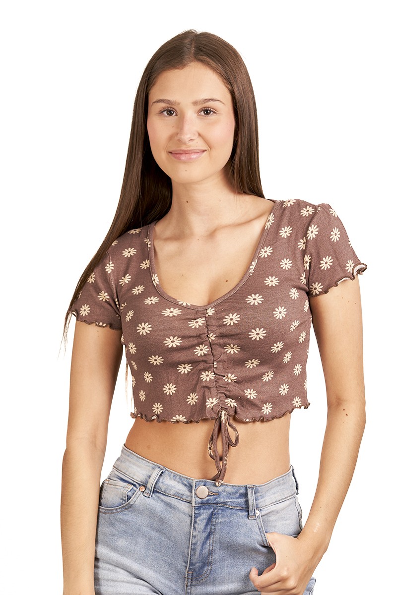 POLERA ARYA MUJER CASSIE PUCKER CAFÉ POLERA ARYA MUJER CASSIE PUCKER CAFÉ