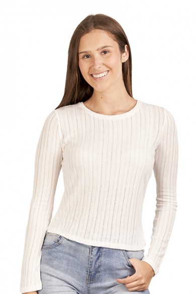POLERA ARYA MUJER CARLY MANGA LARGA BLANCO