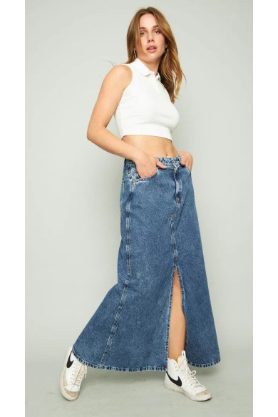 FALDA KATTO MUJER AZUL MAXI UNAQUITA