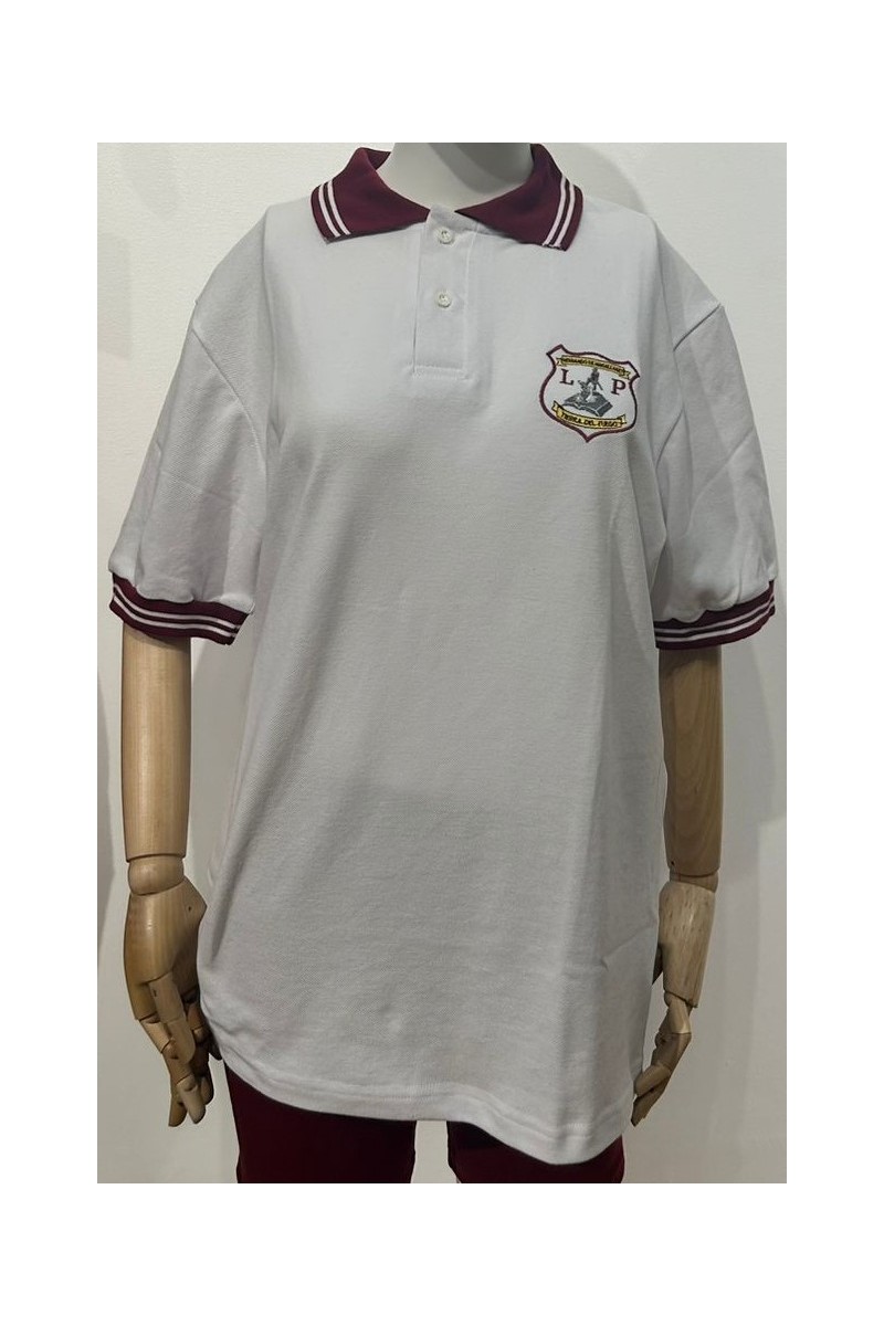POLERA BLANCO MANGA CORTA PIQUE HERNANDO MAGALLANES PORVENIR