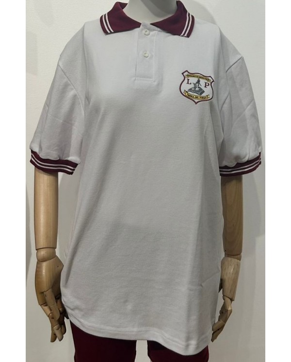 POLERA BLANCO MANGA CORTA PIQUE HERNANDO MAGALLANES PORVENIR