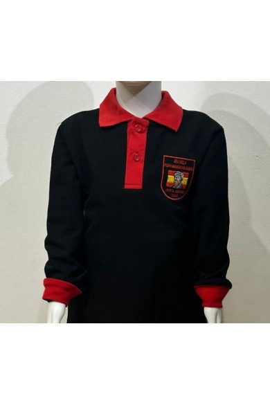 POLERA NEGRO/ROJO ML PIQUE UNISEX PEDRO SARMIENTO DE GAMBOA