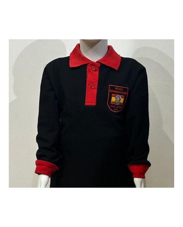 POLERA NEGRO/ROJO ML PIQUE UNISEX PEDRO SARMIENTO DE GAMBOA