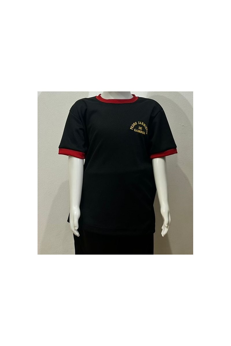 POLERA POLO NEGRO/ROJO UNISEX PEDRO SARMIENTO DE GAMBOA
