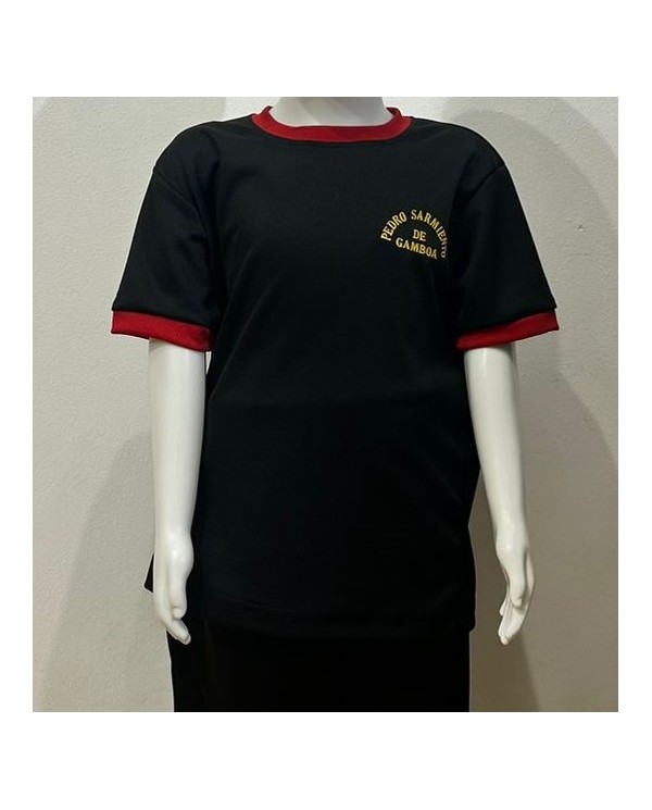 POLERA POLO NEGRO/ROJO UNISEX PEDRO SARMIENTO DE GAMBOA