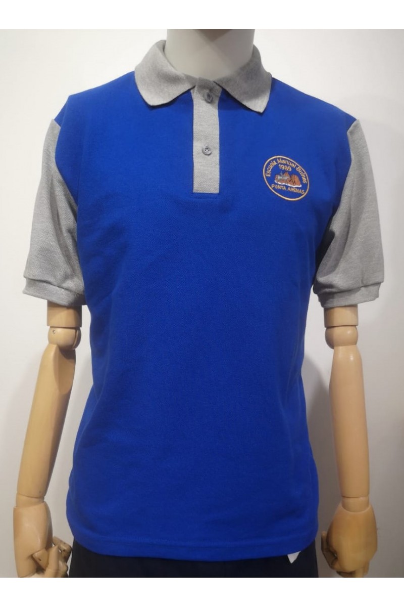 POLERA AZUL/GRIS MANGA CORTA PIQUE M.BULNES UNISEX POLERA AZUL/GRIS MANGA CORTA PIQUE M.BULNES UNISEX