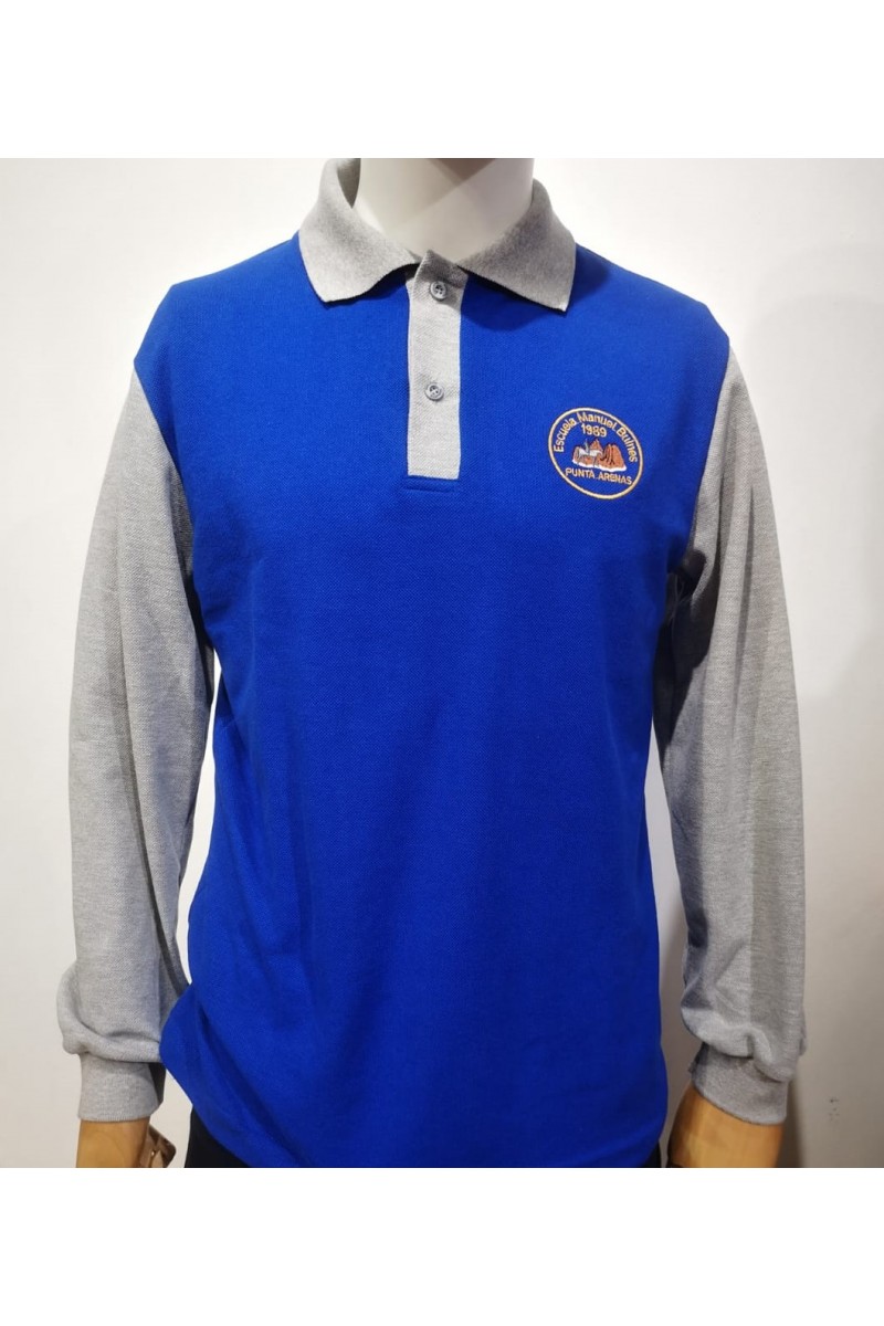 POLERA AZUL/GRIS MANGA LARGA PIQUE M.BULNES UNISEX POLERA AZUL/GRIS MANGA LARGA PIQUE M.BULNES UNISEX