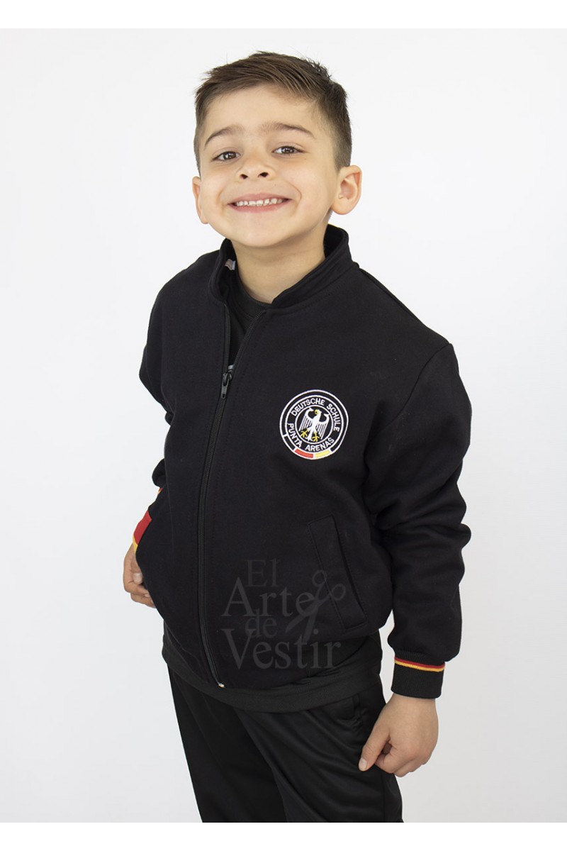 CASACA POLERON FRANELA NEGRA UNISEX ALEMAN