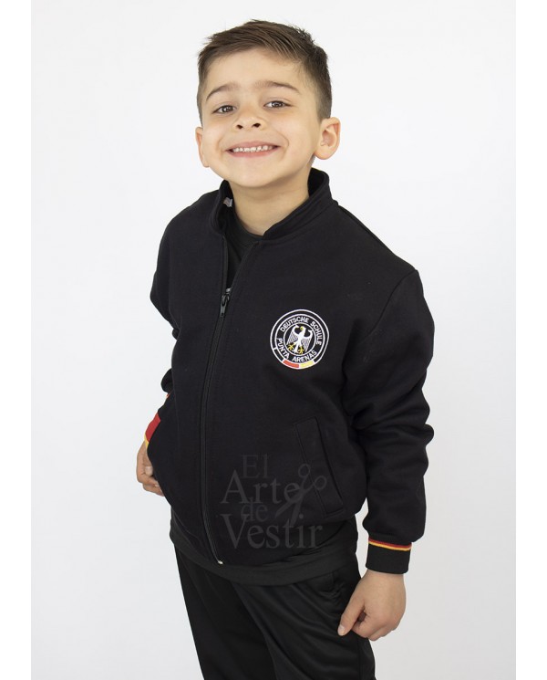 CASACA POLERON FRANELA NEGRA UNISEX ALEMAN