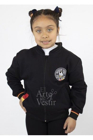 CASACA POLERON FRANELA NEGRA MUJER COLEGIO ALEMAN