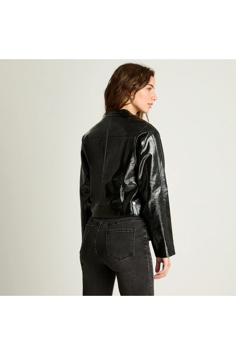 CASACA ACUARELA MUJER ECOCUERO NEGRO CASACA ACUARELA MUJER ECOCUERO NEGRO