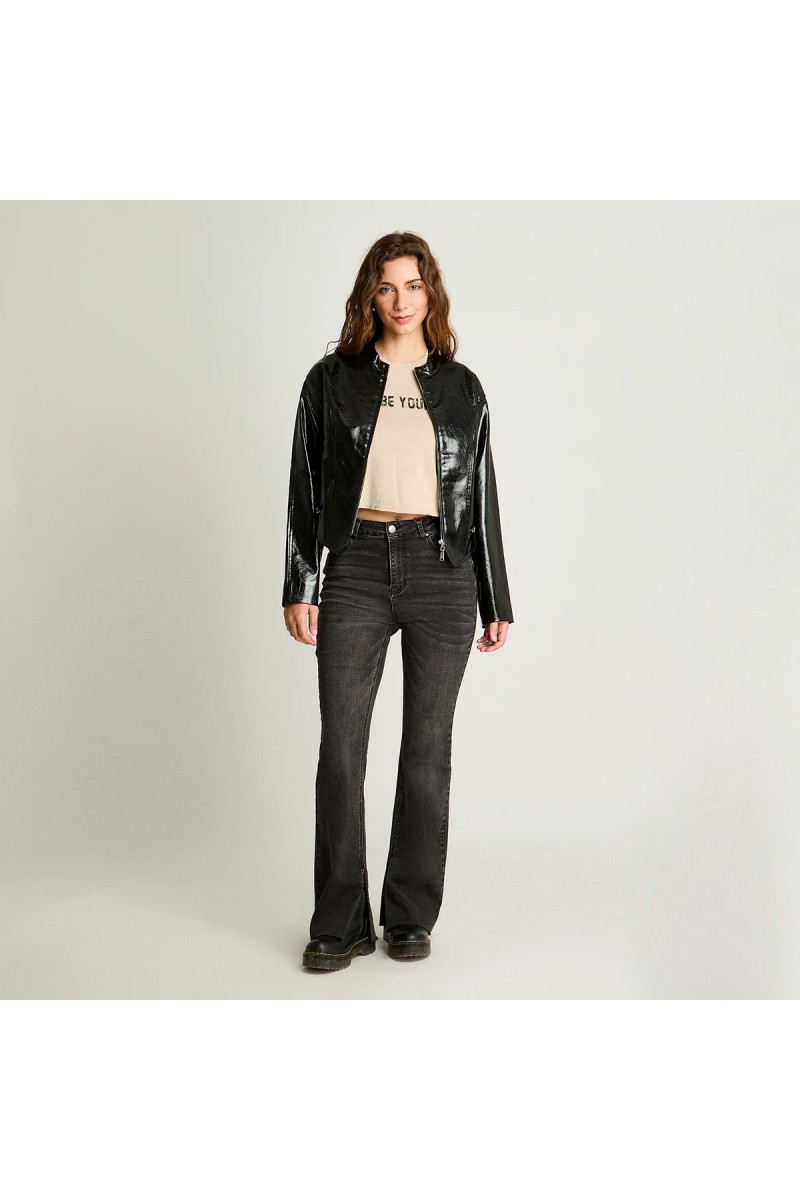 CASACA ACUARELA MUJER ECOCUERO NEGRO CASACA ACUARELA MUJER ECOCUERO NEGRO