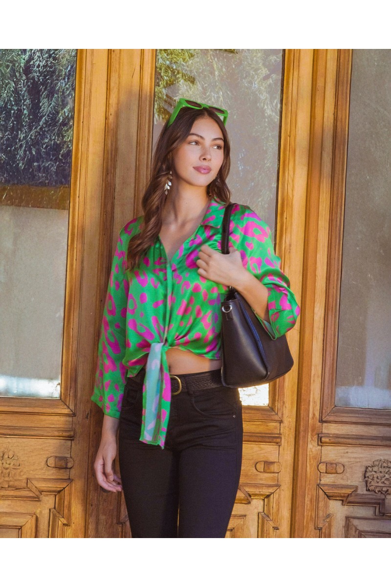 CAMISA INNOCENTI MUJER VERDE/FUCSIA