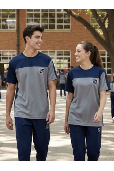 POLERA AZUL/GRIS POLO PANAL UNISEX MARIA BEHETY