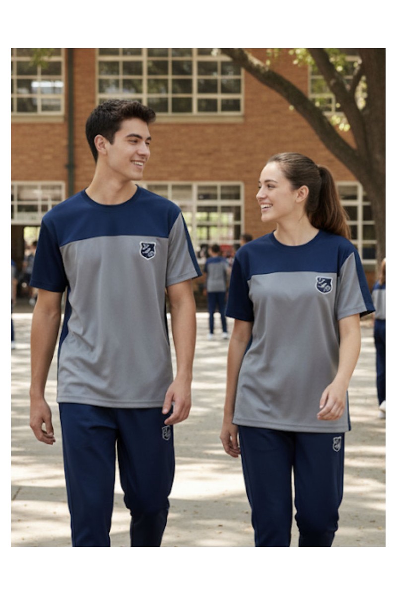 POLERA AZUL/GRIS POLO PANAL UNISEX MARIA BEHETY