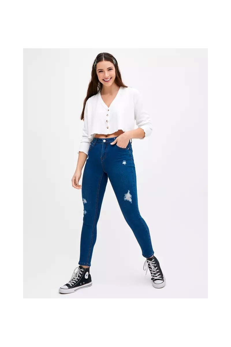 JEANS OPPOSITE MUJER SUPER SKINNY AZUL OSCURO