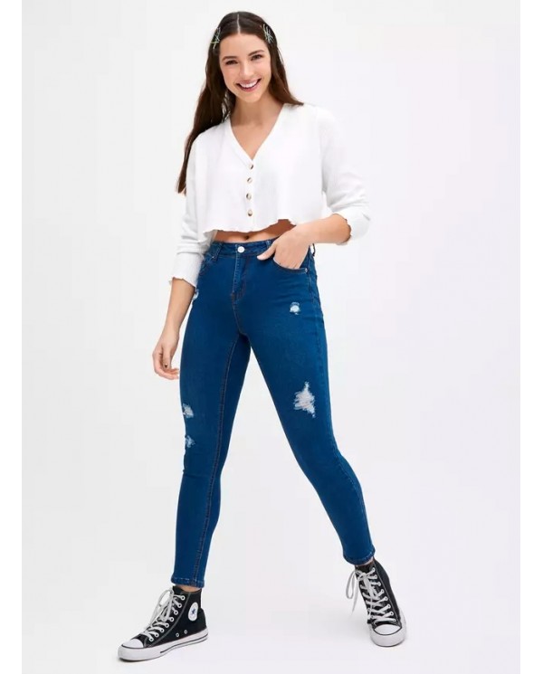 JEANS OPPOSITE MUJER SUPER SKINNY AZUL OSCURO