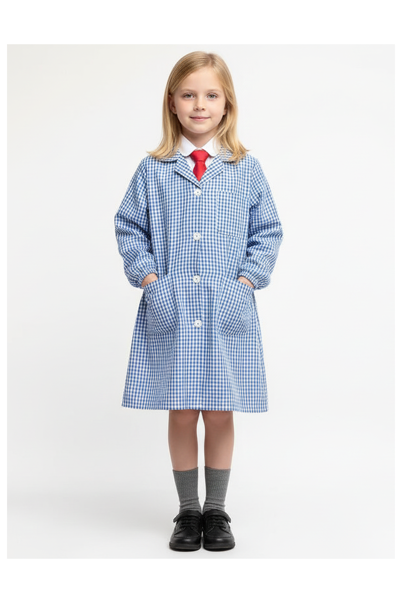 DELANTAL NIÑA CUADRILLE AZUL ESCOLAR