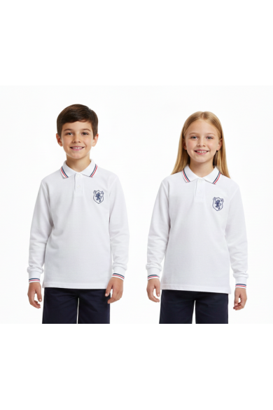 POLERA PIQUE MANGA LARGA BRITANICO UNISEX BLANCO