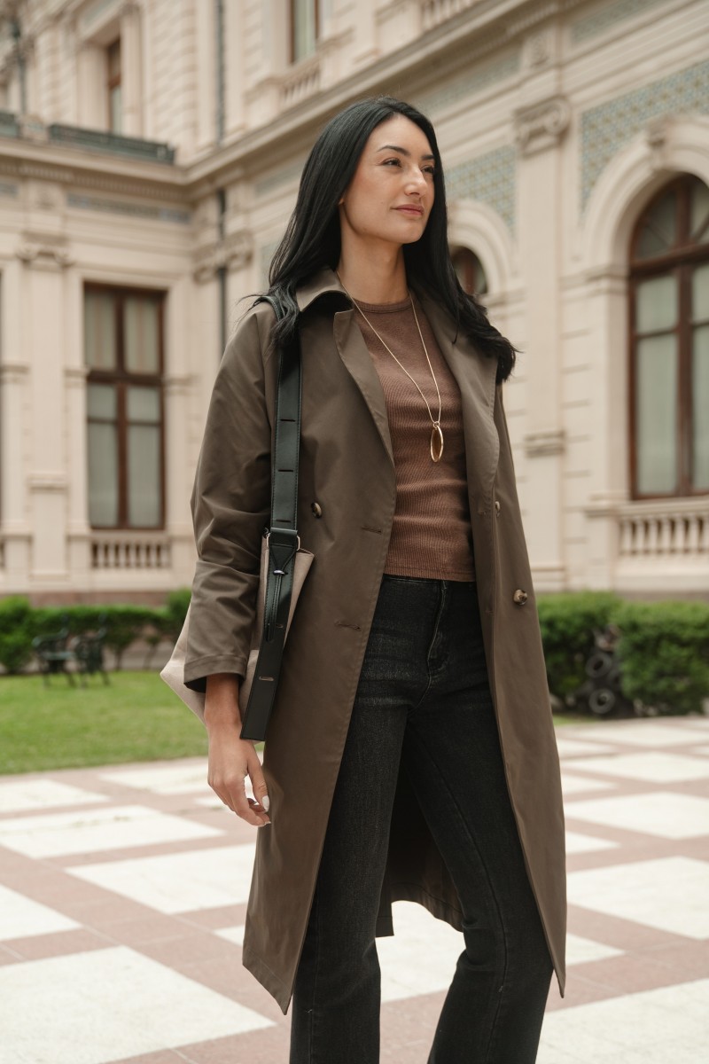 ABRIGO ARYA MUJER LISO CELINE CAFE