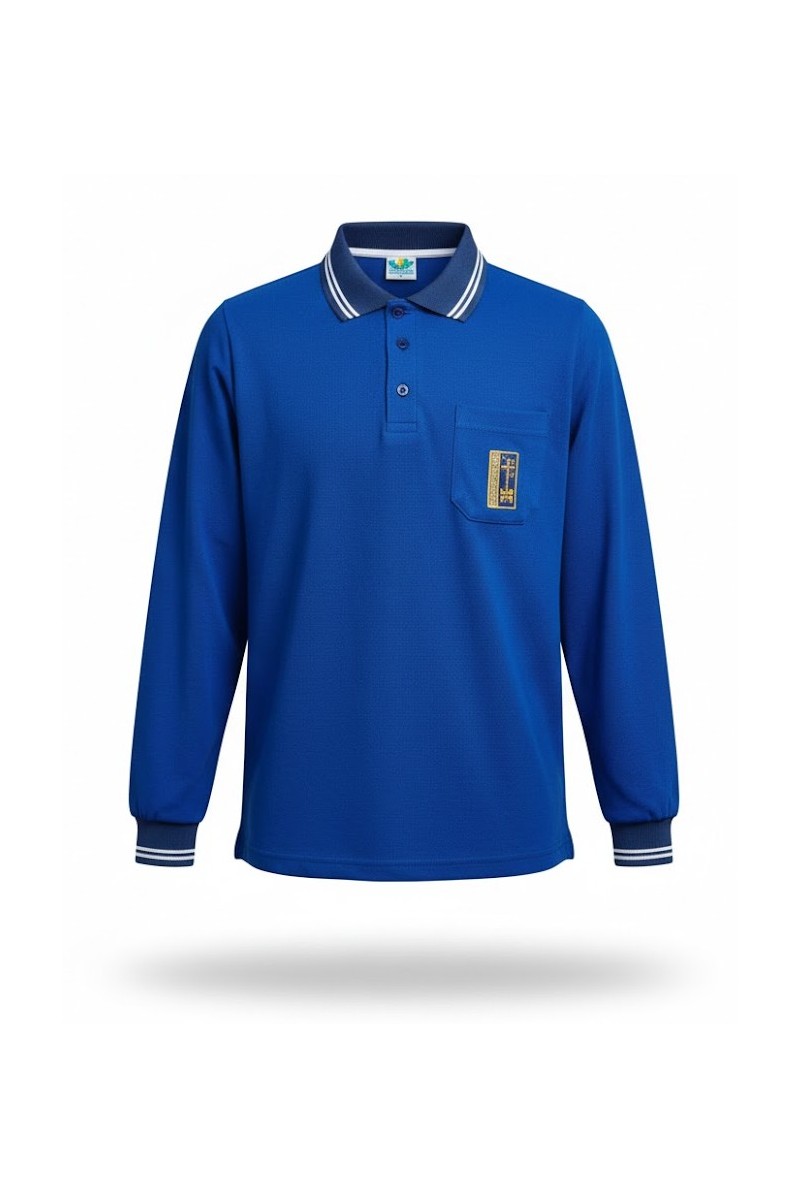 POLERA AZULINO PIQUE ML MILAGROSA UNISEX/HOMBRE