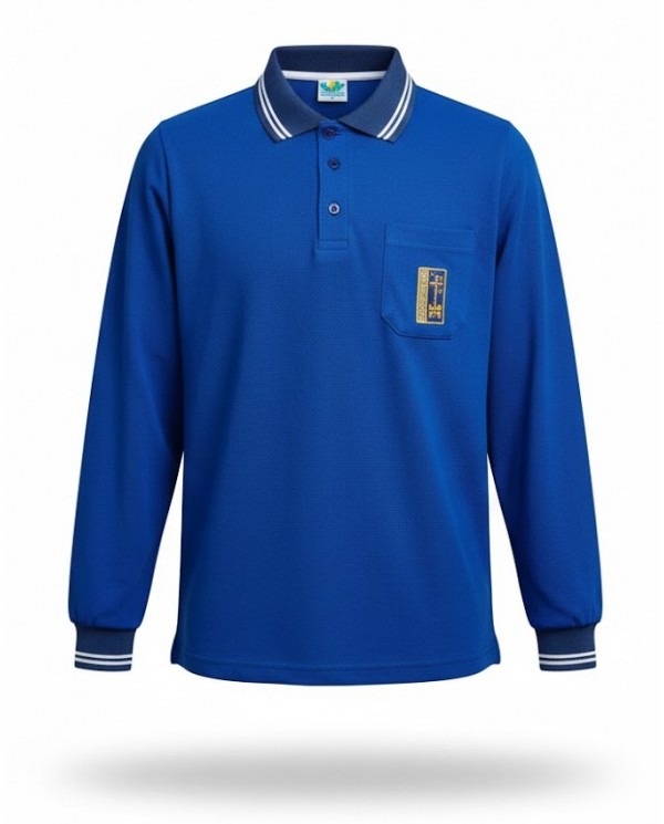 POLERA AZULINO PIQUE ML MILAGROSA MUJER