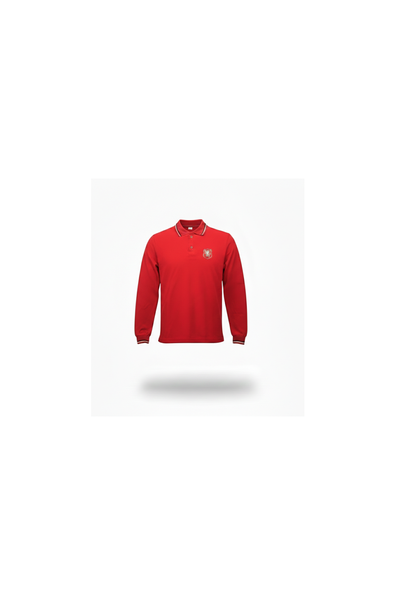 POLERA PIQUÉ UNISEX MANGA LARGA ROJO BRITÁNICO