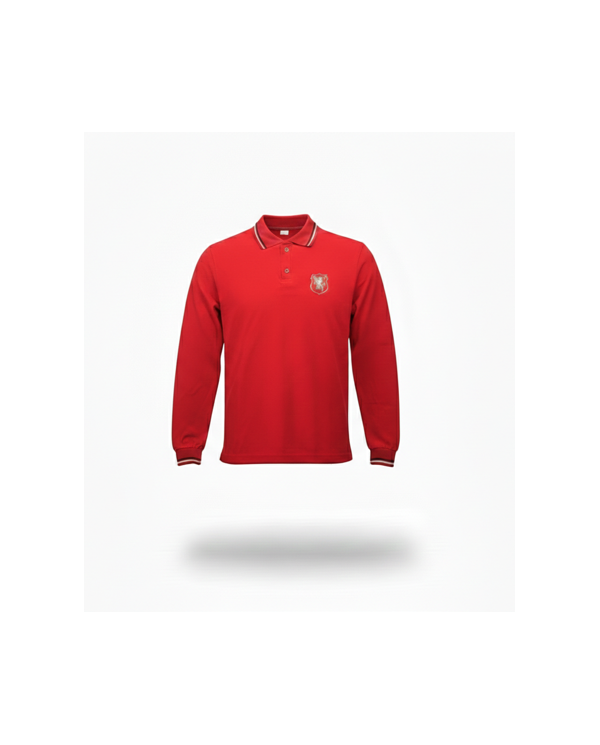 POLERA PIQUÉ UNISEX MANGA LARGA ROJO BRITÁNICO