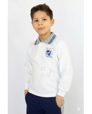 POLERA BLANCO PIQUE MC CUELLO GRIS HOMBRE NOBELIUS