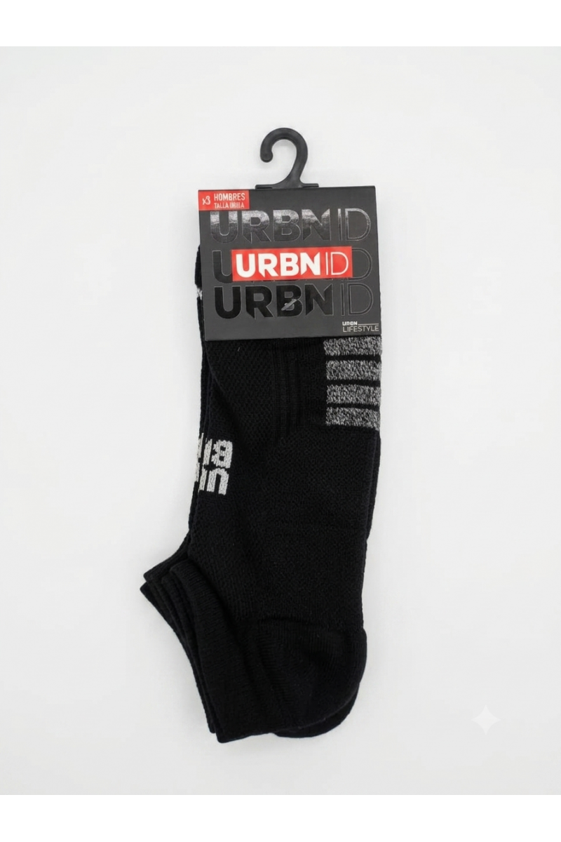 PACK 3 CALCETINES URBN ID HOMBRE TEAM NEGRO