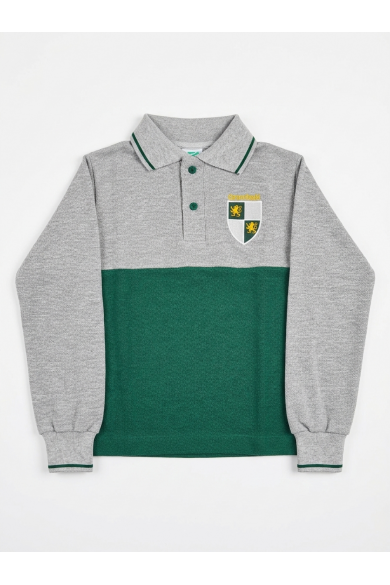 POLERA PIQUE GRIS/VERDE MANGA LARGA UNISEX GREENHILL