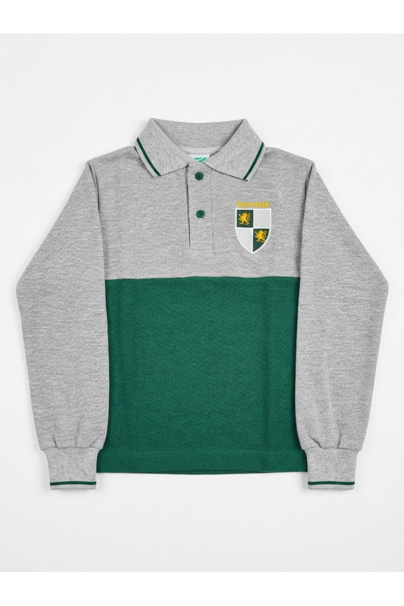 POLERA PIQUE GRIS/VERDE MANGA LARGA UNISEX GREENHILL