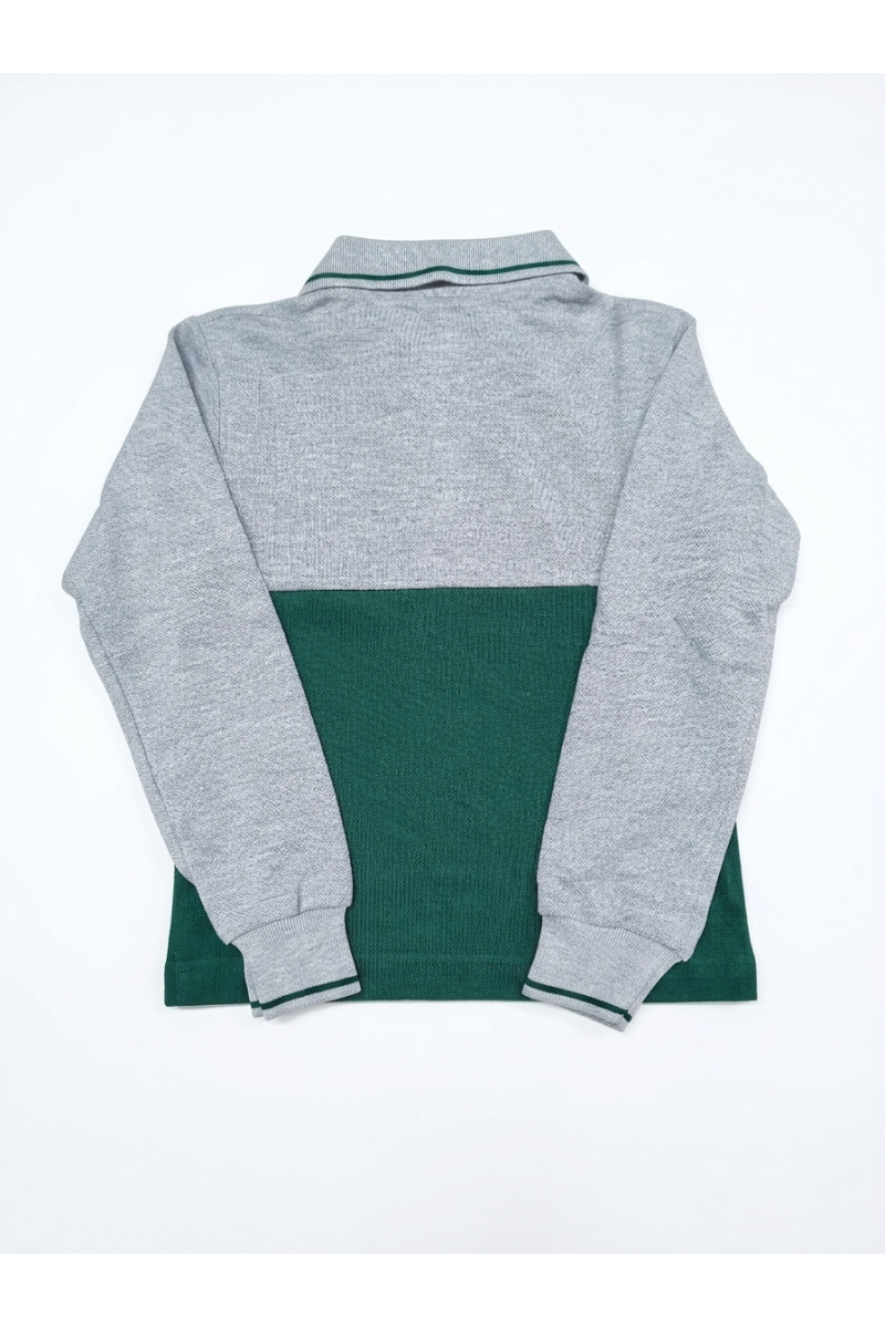 POLERA PIQUE GRIS/VERDE MANGA LARGA UNISEX GREENHILL