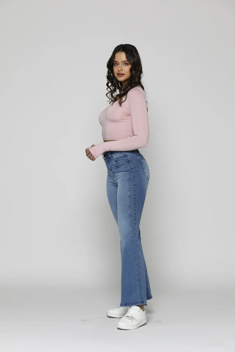 JEANS BEST WEST MUJER METAL CELESTE