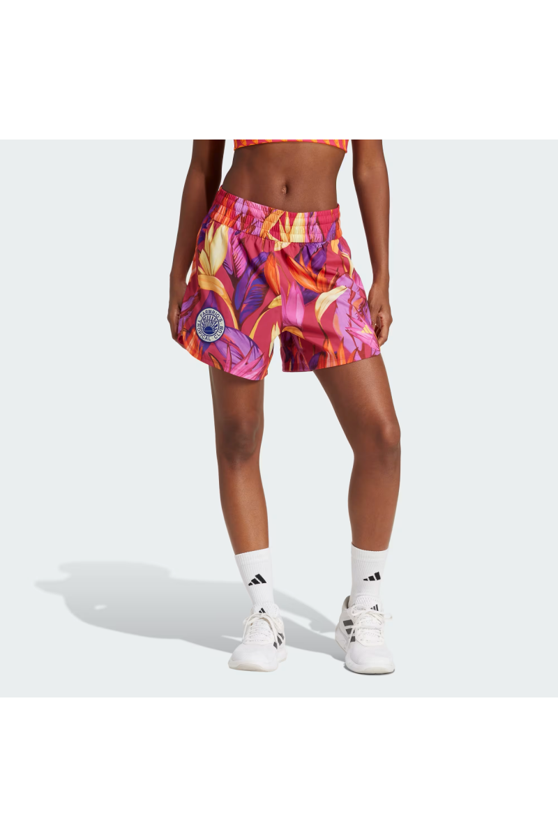 SHORT ADIDAS MUJER FARM RIO ROSADO/AMARILLO
