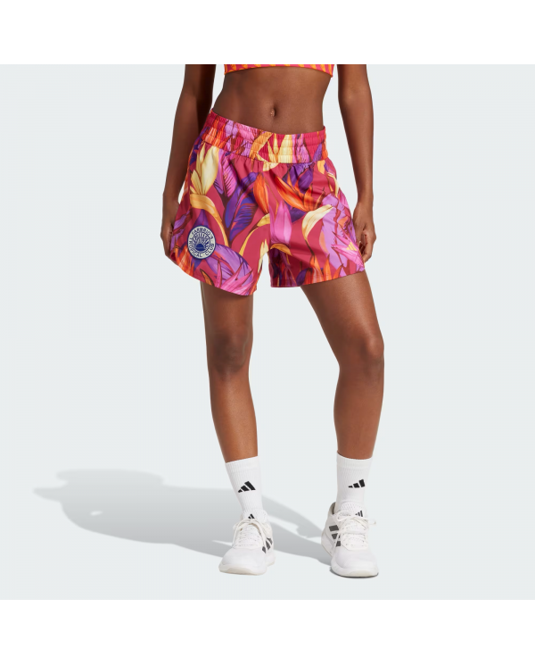 SHORT ADIDAS MUJER FARM RIO ROSADO/AMARILLO