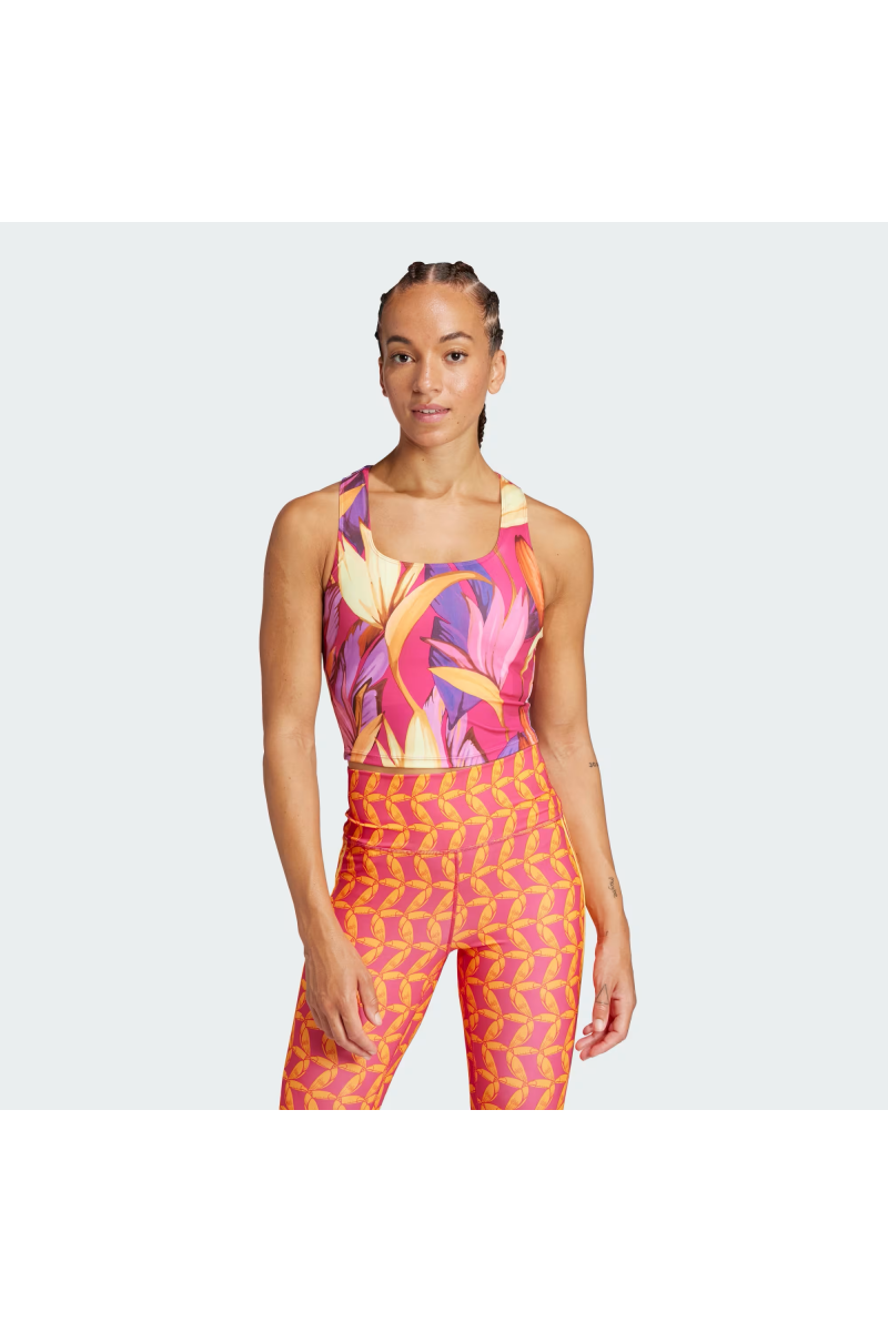 POLERA ADIDAS MUJER FARM RIO ROSADO/AMARILLO