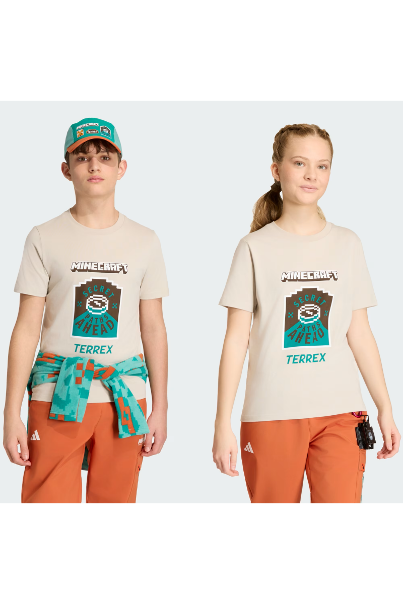 POLERA ADIDAS NIÑO MINECRAFT BEIGE