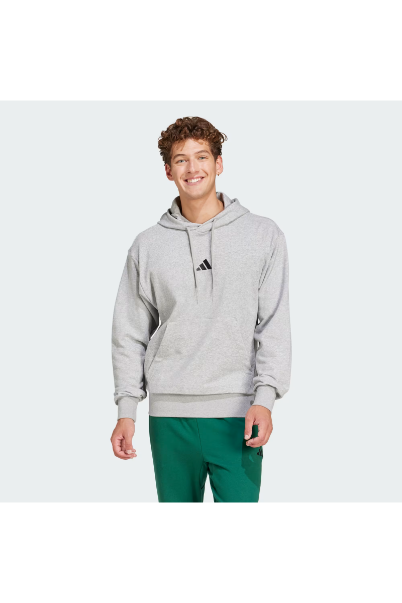 POLERON ADIDAS HOMBRE CON CAPUCHA ESSENTIALS GRIS