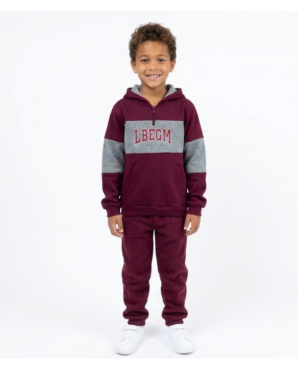 POLERON BUZO MISTRAL UNISEX CON CAPUCHA BURDEO