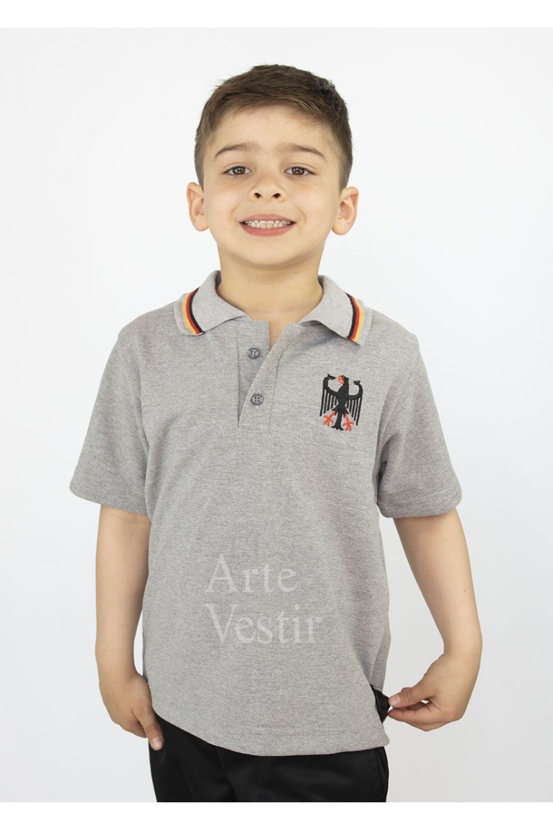 POLERA PIQUE GRIS MC UNISEX COLEGIO ALEMAN