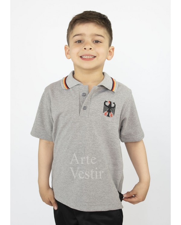 POLERA PIQUE GRIS MC UNISEX COLEGIO ALEMAN