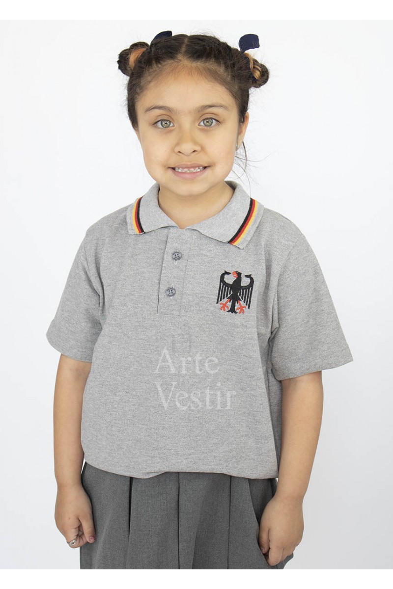 POLERA PIQUE GRIS MC UNISEX COLEGIO ALEMAN
